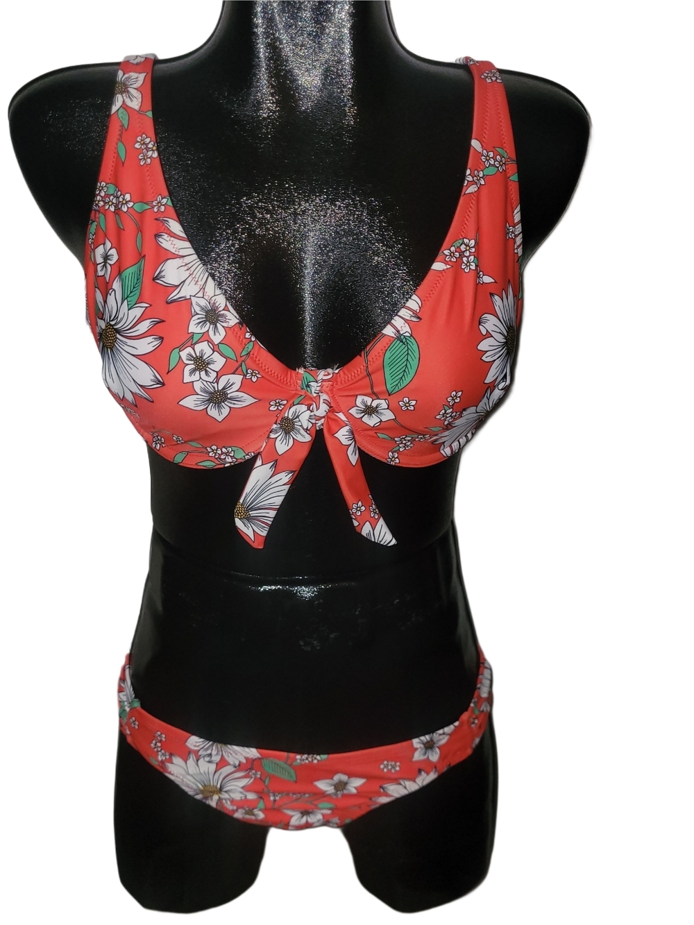 Jessica Simpson Red And White Floral Two Piece Bikini Set Size L